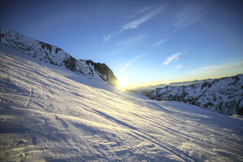 View over snowy mountains near Club Med Grand Massif