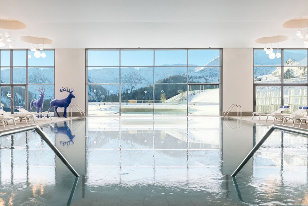 View from the entrance of the indoor pool at Club Med Grand Massif